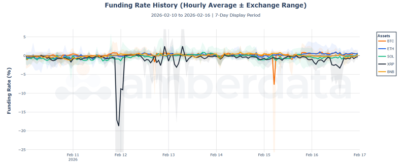 Funding rate history (hourly average / Exchange rate) BTC, ETH, SOL, XRP, BNB