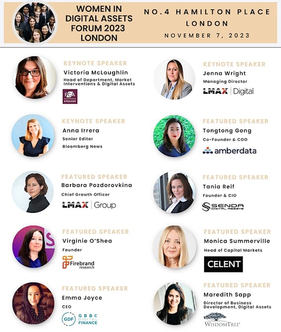 Women In Digital Assets Forum 2023 London featuring keynote speakers
